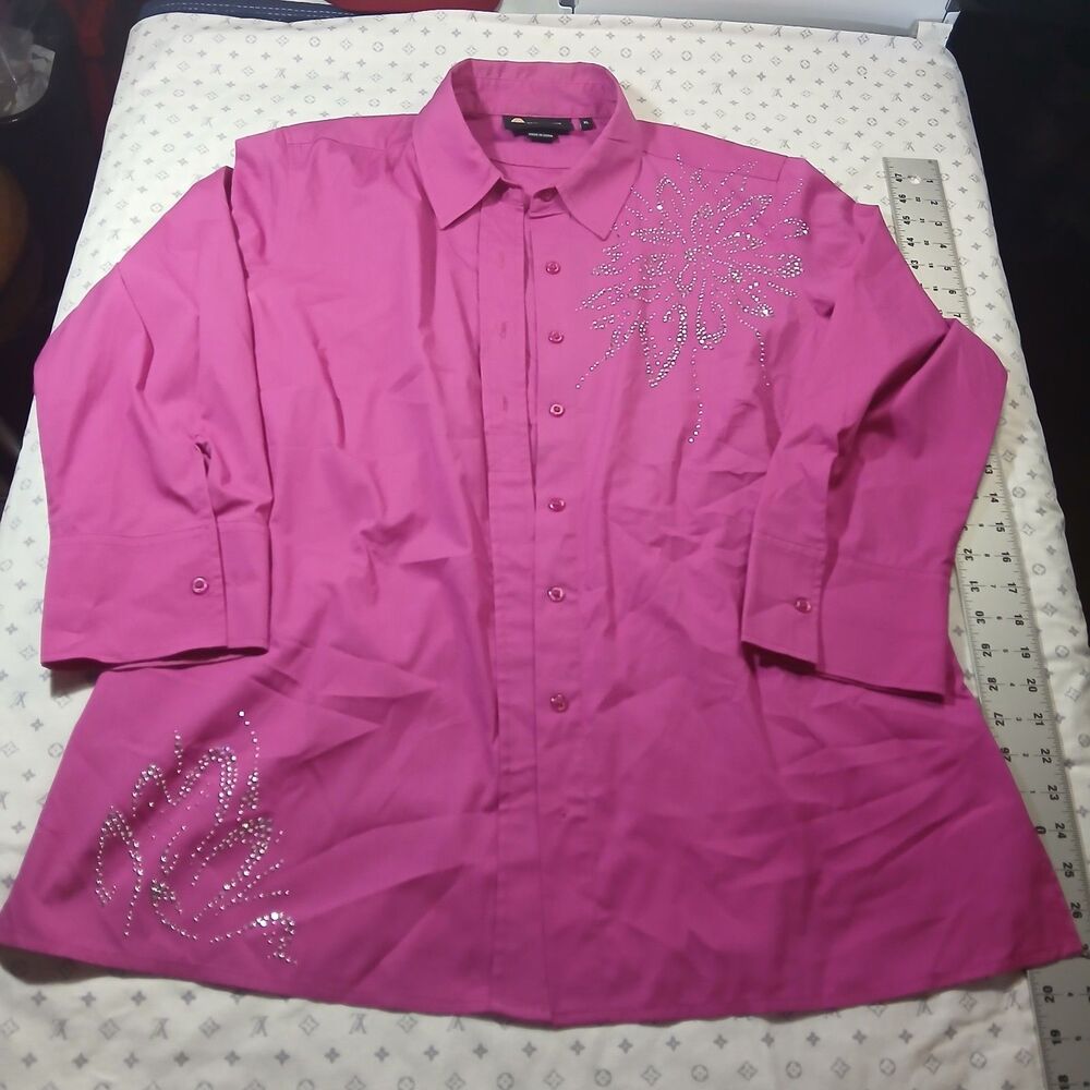 Christine Alexander XL Pink Rhinestone Western Shirt Rodeo/LS Show/Cowgirl Bling